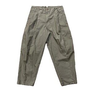 Syngman Cucala Trousers Womens Medium Pants Pleated Pockets Relaxed Green Barrel